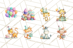 Safari Birthday Clipart PNG, Watercolor Safari Animals Product Image 2
