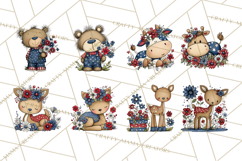 Patriotic Animals Clipart, Whimsical Red White Blue American Product Image 2