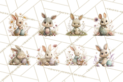 Easter Bunny Clipart PNG, Baby Bunnies in Pastel Garden Product Image 4