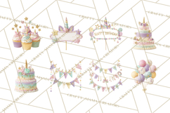Unicorn Birthday Party Clipart, Magical Celebration Png Product Image 2