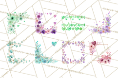 Watercolor Corner &amp; Border Clipart, Floral Frames, Heart Png Product Image 5