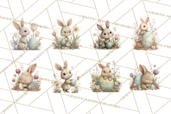 Easter Bunny Clipart PNG, Baby Bunnies in Pastel Garden Product Image 6