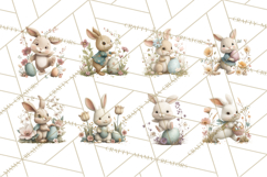Easter Bunny Clipart PNG, Baby Bunnies in Pastel Garden Product Image 3