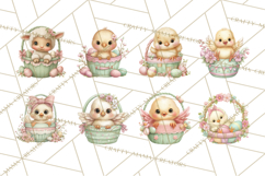 Easter Baby Animals in Baskets Clipart, Cute Lambs Png Product Image 3