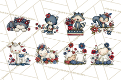 Patriotic Animals Clipart, Whimsical Red White Blue American Product Image 3