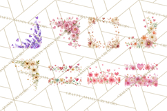 Watercolor Corner &amp; Border Clipart, Floral Frames, Heart Png Product Image 8