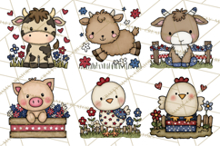 Patriotic Farm Animals Clipart, Whimsical Red White Blue Product Image 7