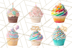 Birthday Cupcakes PNG, Colorful Cupcake Clipart, Sprinkles Product Image 7