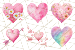 Watercolor Love Accents Clipart, Hearts, Envelopes Png Product Image 3