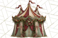 Christmas Circus Clipart, Vintage Christmas Circus PNG Product Image 2