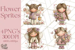 Flower Sprite Babies Clipart PNG, Pastel Watercolor Fairy Product Image 1