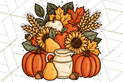 Cozy Fall Clipart PNG Autumn Harvest Illustrations Product Image 2