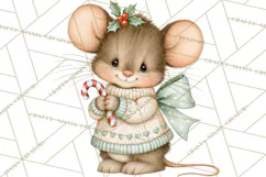 Christmas Mouse Clipart, Pastel Holiday Mice PNG, Nursery Product Image 2