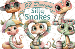 Cute Snake Clipart Pastel Reptile PNG Product Image 1