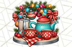 Christmas Retro Diner Clipart PNG 1950s Holiday Food & Decor Product Image 5
