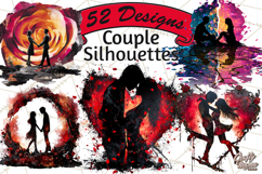 Romantic Couple Silhouettes, Rose Cutout PNG, Surreal Love Product Image 1