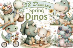 Cute Summer Dinosaur Clipart Sweet Treat Dino PNG Product Image 1