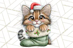 Christmas Cat Clipart PNG, Funny Kitten Christmas Product Image 3