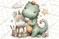 Cute Summer Dinosaur Clipart Sweet Treat Dino PNG Product Image 2