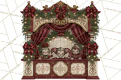 Christmas Circus Clipart, Vintage Christmas Circus PNG Product Image 4