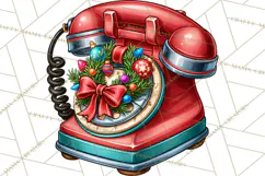 Christmas Retro Diner Clipart PNG 1950s Holiday Food & Decor Product Image 4