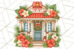 Tropical Christmas Village Clipart PNG, Christmas Village Product Image 5