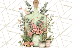 Mint Cottagecore Kitchen Clipart, Vintage Country Floral Png Product Image 4