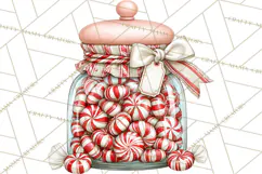 Peppermint Christmas Treasures Clipart PNG, Candy Cane Product Image 5