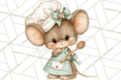 Christmas Mouse Clipart, Pastel Holiday Mice PNG, Nursery Product Image 5