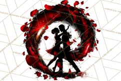 Romantic Couple Silhouettes, Rose Cutout PNG, Surreal Love Product Image 4