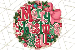 Whimsical Christmas Door Sign Clipart PNG, Merry and Bright Product Image 5