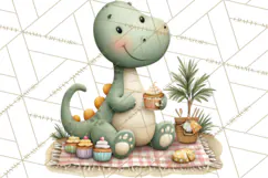 Cute Summer Dinosaur Clipart Sweet Treat Dino PNG Product Image 4