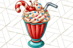 Christmas Retro Diner Clipart PNG 1950s Holiday Food & Decor Product Image 4