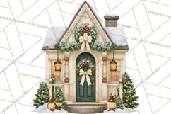 Vintage Christmas Homes Clipart, Christmas House PNG Product Image 2