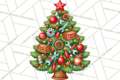 Multi Themed Christmas Trees Clipart PNG Product Image 2