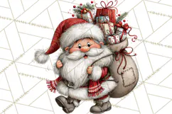 Santa Christmas Clipart, Cute Whimsical Santa PNG, Christmas Product Image 2