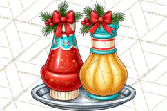 Christmas Retro Diner Clipart PNG 1950s Holiday Food & Decor Product Image 5