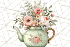Mint Cottagecore Kitchen Clipart, Vintage Country Floral Png Product Image 2