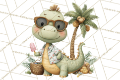 Cute Summer Dinosaur Clipart Sweet Treat Dino PNG Product Image 2