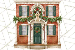 Vintage Christmas Homes Clipart, Christmas House PNG Product Image 4