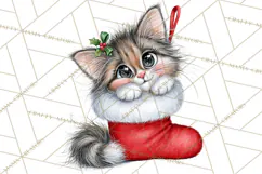 Christmas Cat Clipart PNG, Funny Kitten Christmas Product Image 4