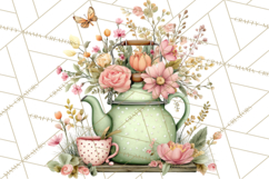 Mint Cottagecore Kitchen Clipart, Vintage Country Floral Png Product Image 3