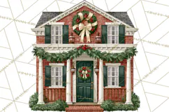 Vintage Christmas Homes Clipart, Christmas House PNG Product Image 5