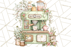 Mint Cottagecore Kitchen Clipart, Vintage Country Floral Png Product Image 4