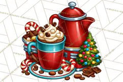 Cocoa Christmas Clipart, Chocolate Coffee Holiday PNG Product Image 4