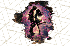 Romantic Couple Silhouettes, Rose Cutout PNG, Surreal Love Product Image 4