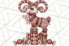Whimsical Peppermint Animal PNG Christmas Clipart Product Image 5