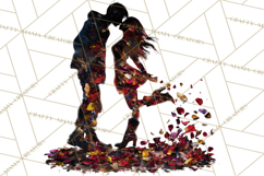 Romantic Couple Silhouettes, Rose Cutout PNG, Surreal Love Product Image 5
