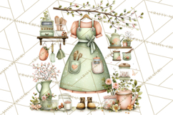 Mint Cottagecore Kitchen Clipart, Vintage Country Floral Png Product Image 5