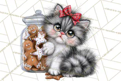 Christmas Cat Clipart PNG, Funny Kitten Christmas Product Image 2